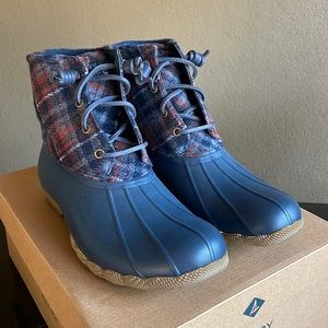 Sperry Saltwater Plaid Wool Duck Boots